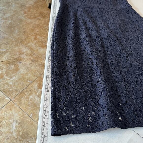 BOSS Hugo Boss Dasicana Lace Pencil Dress 8 US Navy Blue Cocktail Quiet Luxury - Picture 10 of 15